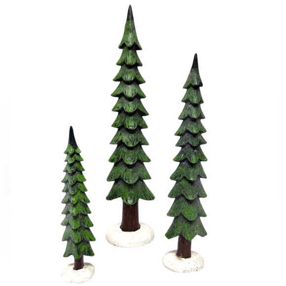 Hobby Lobby Green Pine Tree Trio Heartland 2014 Holiday/Christmas Resin EUC - Picture 1 of 6